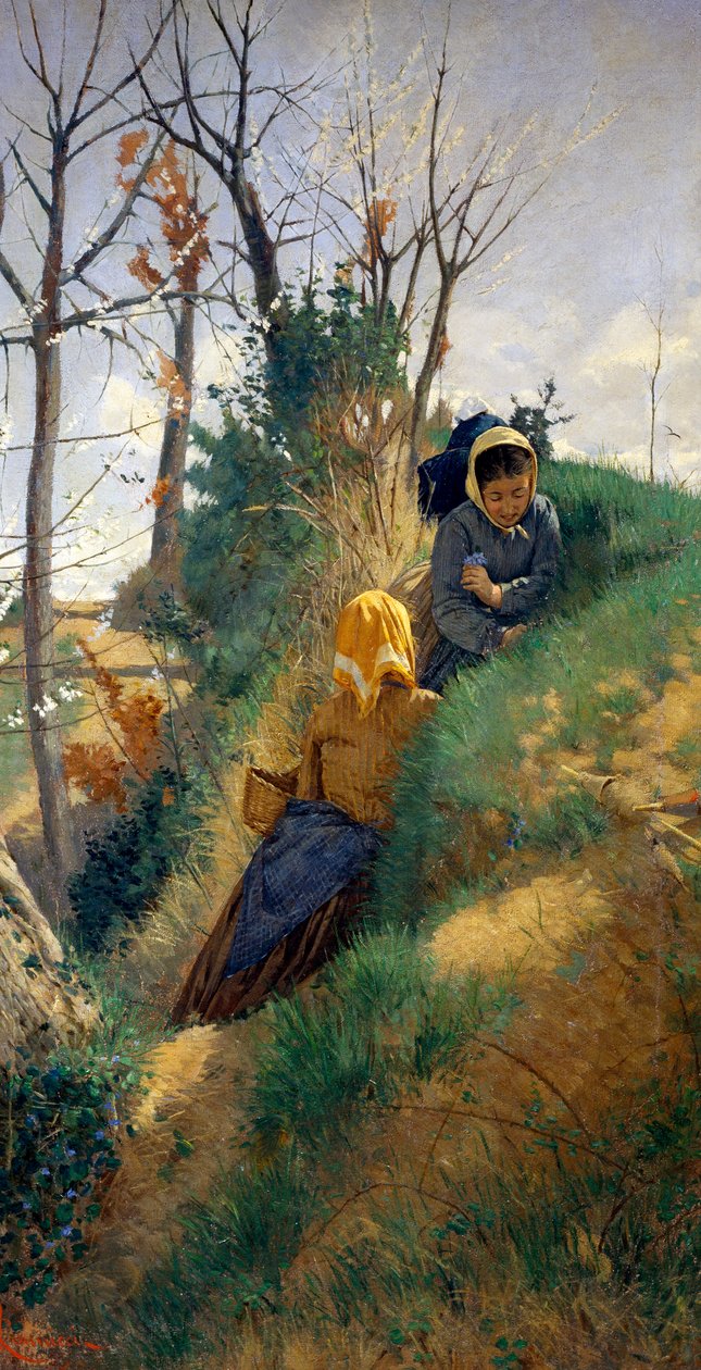 Scena pasterska, Niccolo Cannicci (1846-1906), olej na płótnie, 72x38 cm autorstwa Niccolo Cannicci