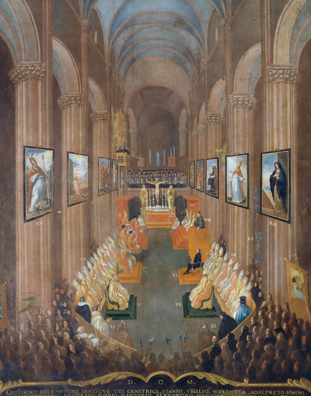 Sesja otwierająca Sobór Trydencki w 1545 r., szczegóły autorstwa Niccolo Dorigati