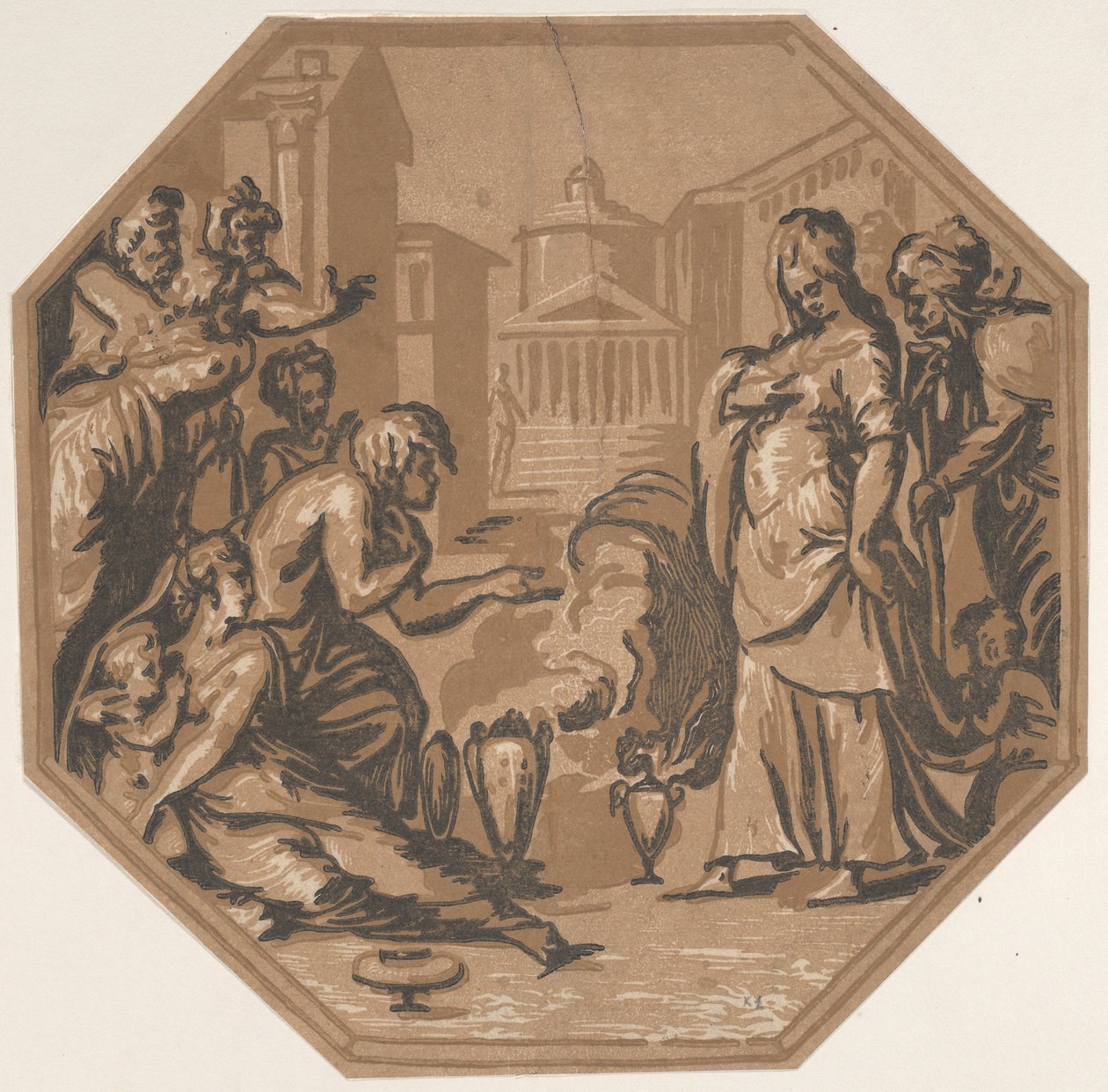 Ludzie oddający hołd pięknu Psyche, ok. 1540-50., ca. 1540-50. autorstwa Niccolo Vicentino