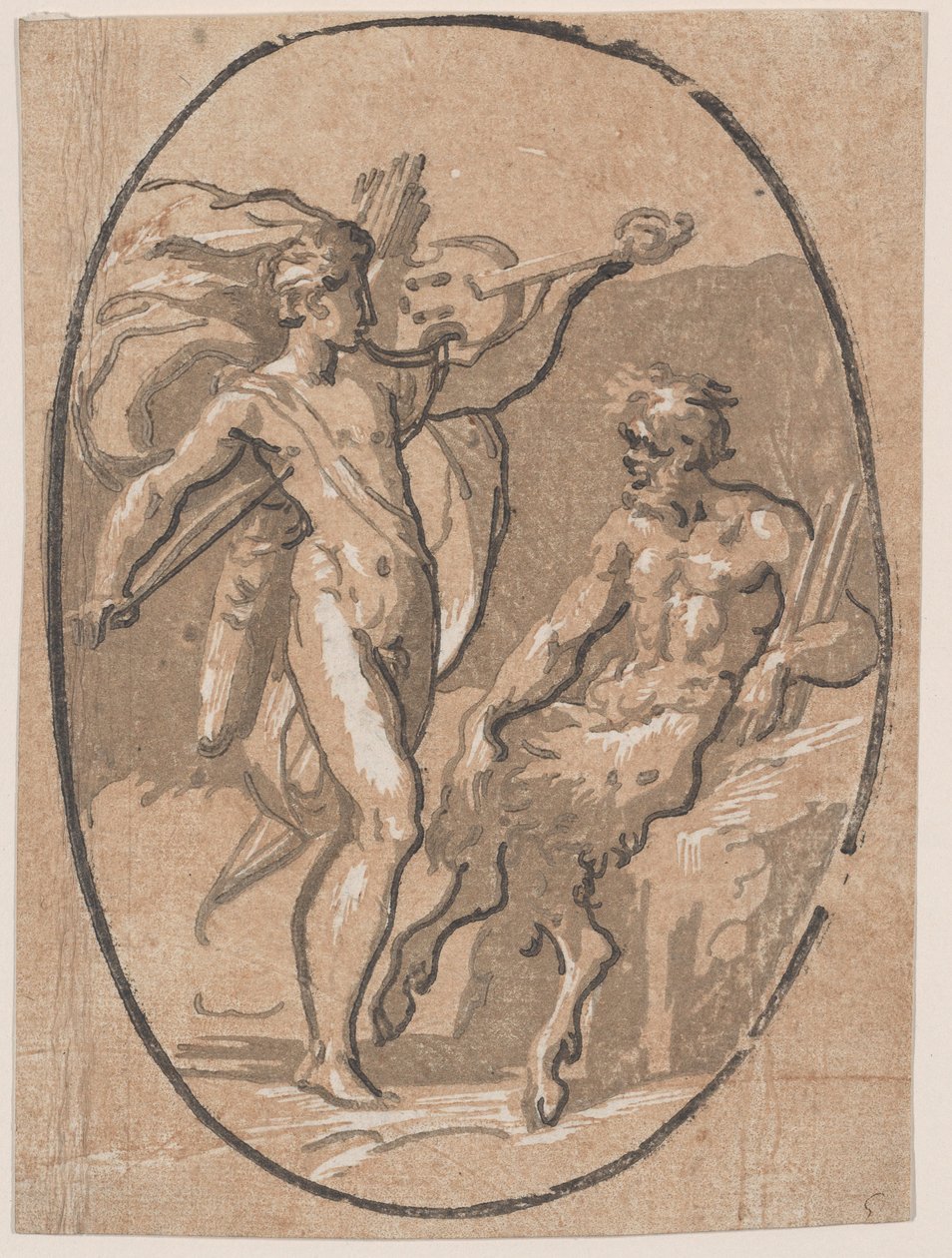Rywalizacja między Apollem a Marsjaszem, ca. 1540-1 autorstwa Niccolo Vicentino