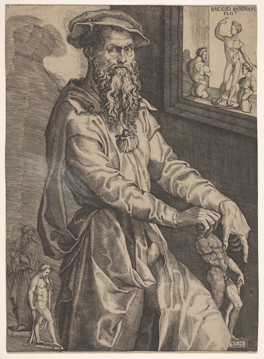 Portret Baccio Bandinellego, w trzech czwartych długości obok szyby zawiera..., ca. 1540-48. autorstwa Niccolo della Casa