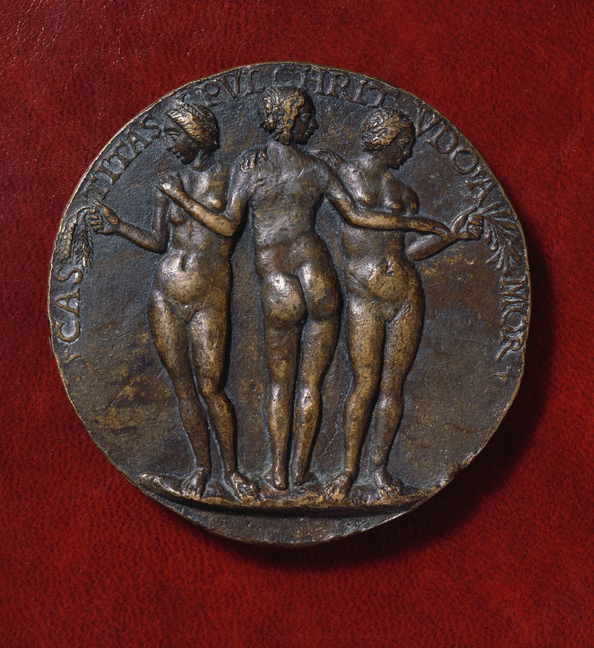Medal przedstawiający Trzy Gracje (brąz) autorstwa Niccolo di Giovanni Fiorentino