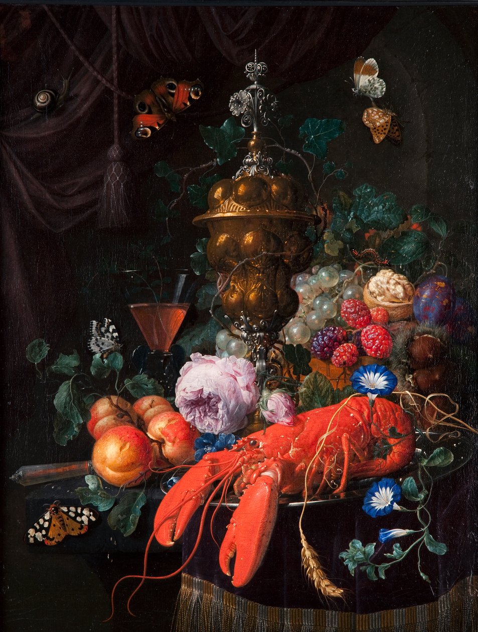 Martwa natura z homarem, 1678 autorstwa Nicholaes van Verendael