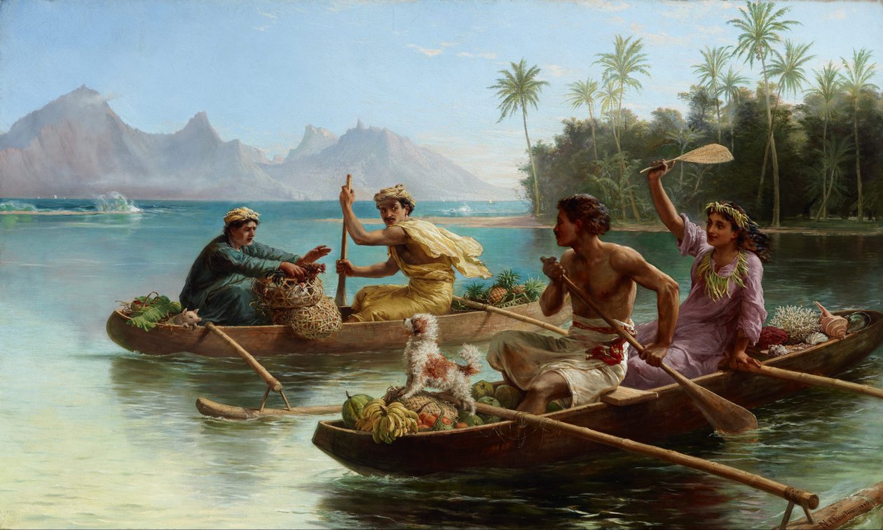 Wyścig na rynek, Tahiti autorstwa Nicholas Chevalier