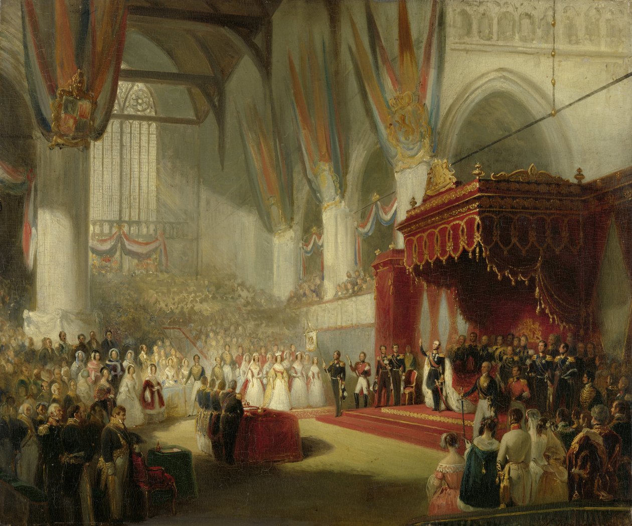 Inauguracja króla Wilhelma II w Nieuwe Kerk w Amsterdamie 28 listopada 1840 r autorstwa Nicholas Pieneman