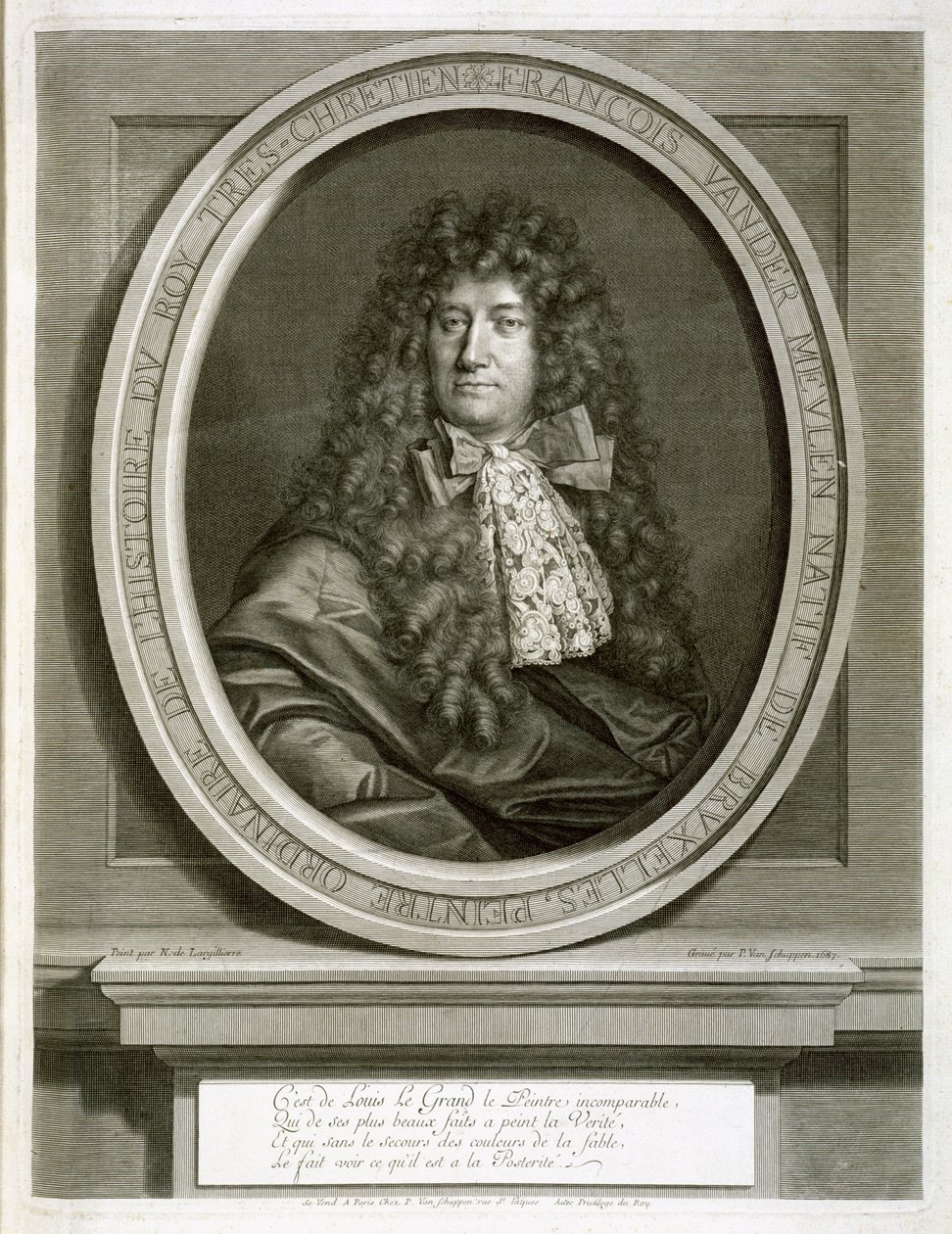 Adam Frans van der Meulen, ryty przez Pierre Louis van Schuppen (1627-1702) 1687 autorstwa Nicolas de Largillière