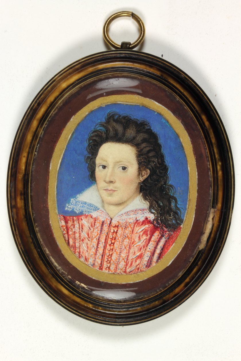 Dżentelmen o imieniu John Harington, 2. Lord Harington of Exton (akwarela na welinie) autorstwa Nicholas (attr.to) Hilliard