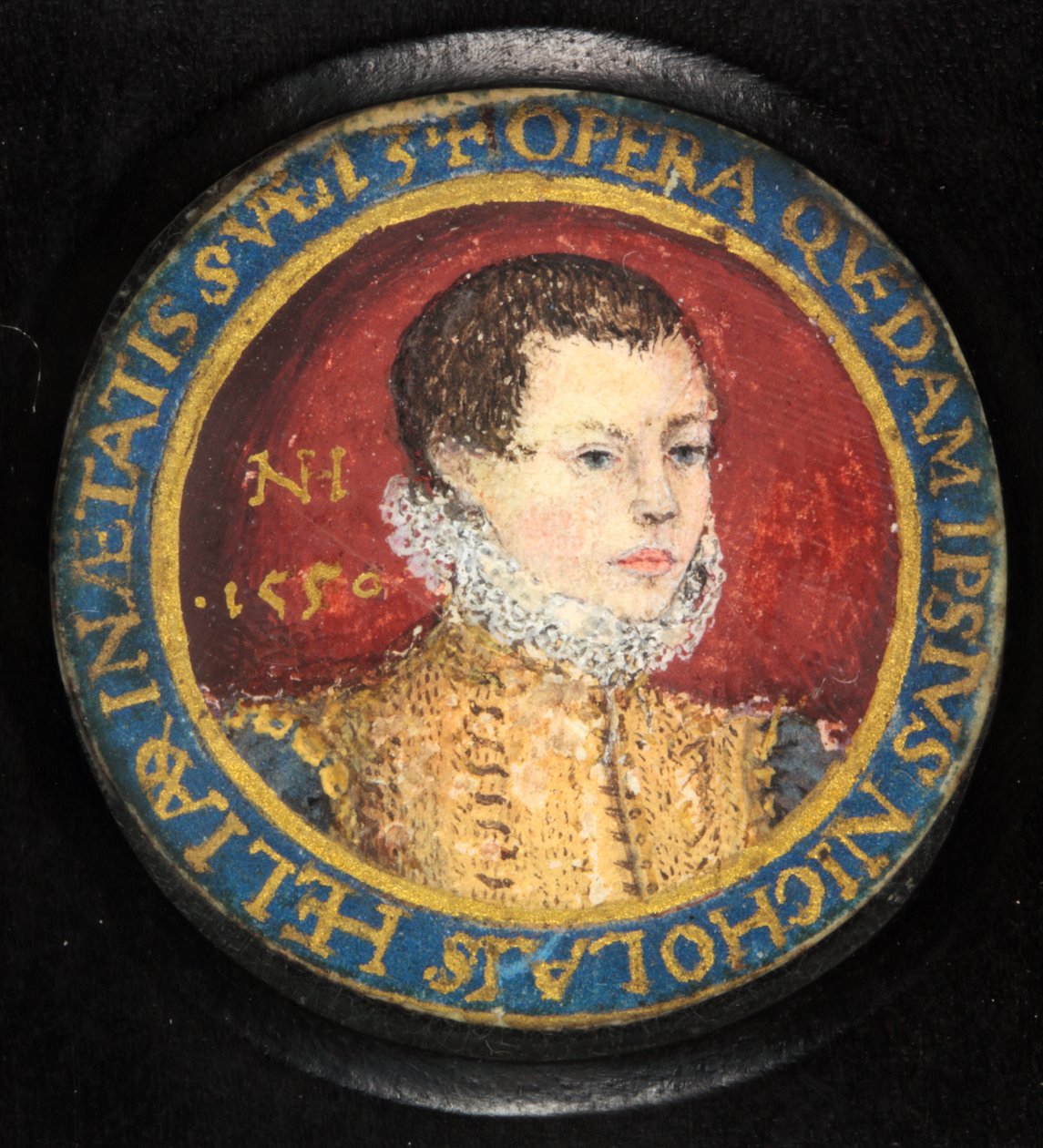 Nicholas Hilliard, autoportret lat 13 (akwarela na welinie) autorstwa Nicholas (attr.to) Hilliard