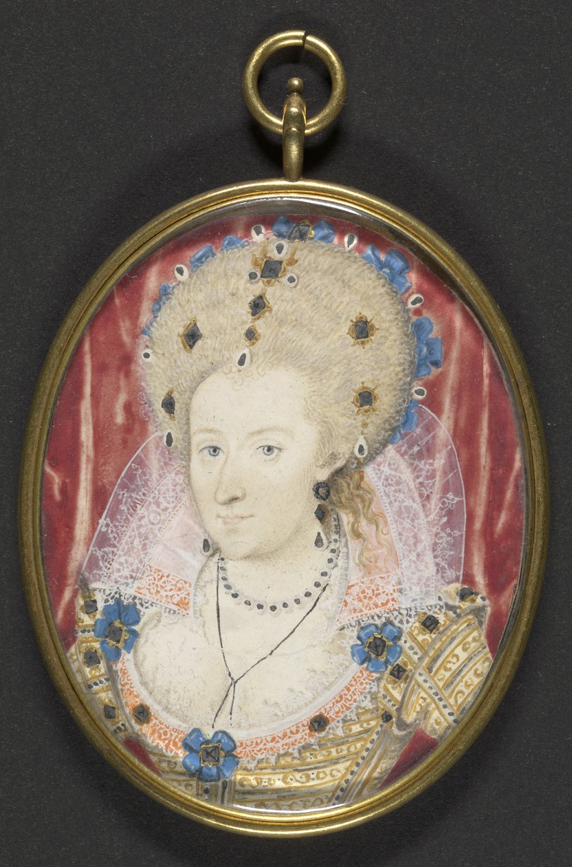 Anna z Danii, ok. 1600 (gwasz na welinie nałożony na karton) autorstwa Nicholas (studio of) Hilliard