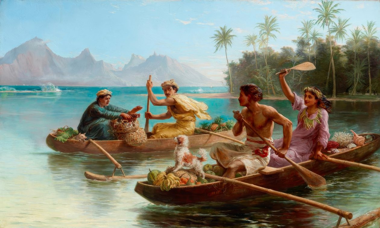 N.Chevalier, Race to the Market, Tahiti autorstwa Nicholas Chevalier