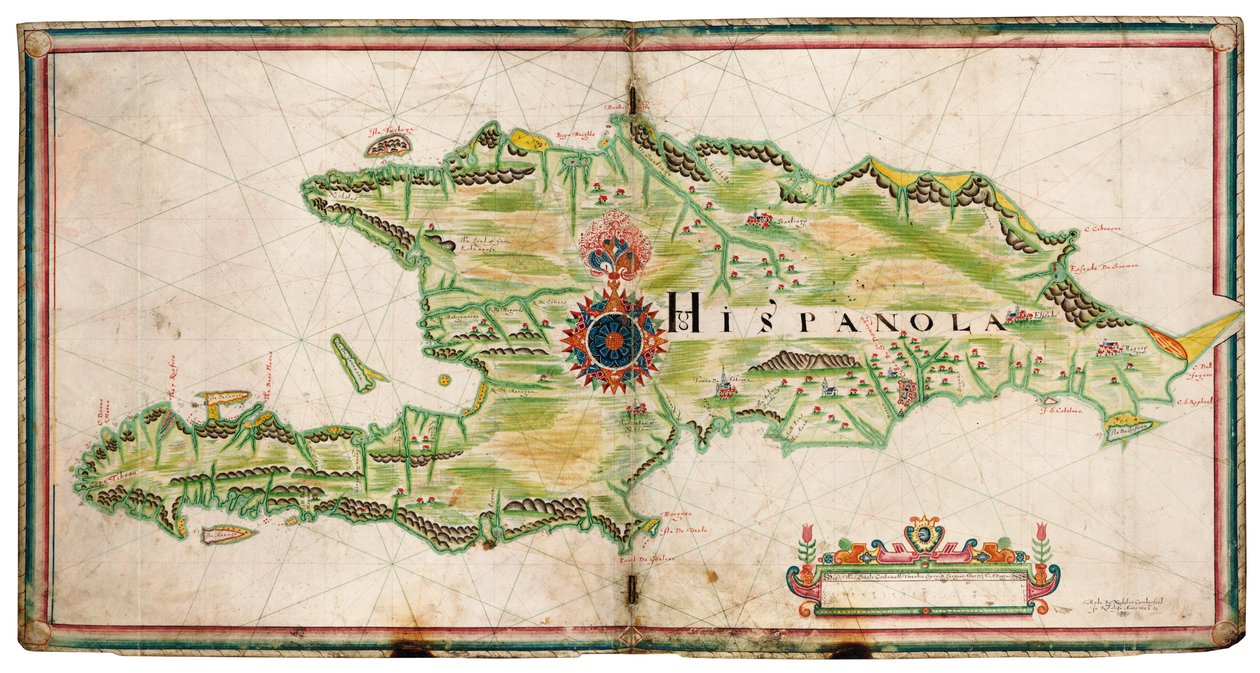 Mapa Hispanioli autorstwa Nicholas Comberford
