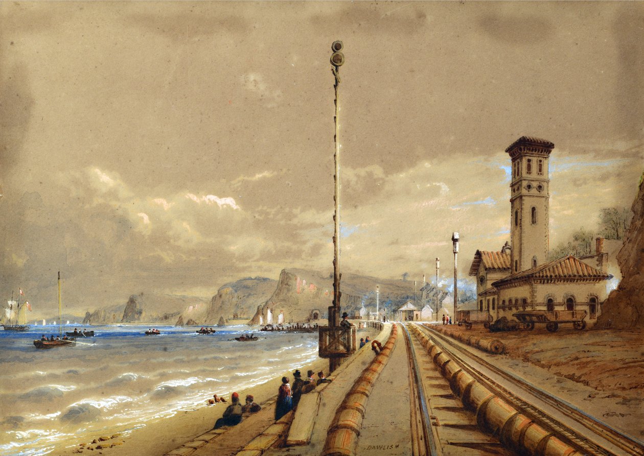Kolej atmosferyczna w Dawlish, ok. 1850 r. (akwarela na papierze) autorstwa Nicholas Condy
