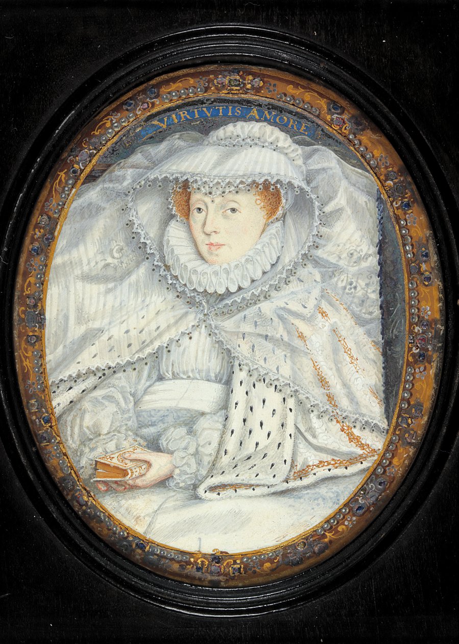 Dama tradycyjnie identyfikowana jako Maria Królowa Szkotów (akwarela na welinie) autorstwa Nicholas Hilliard