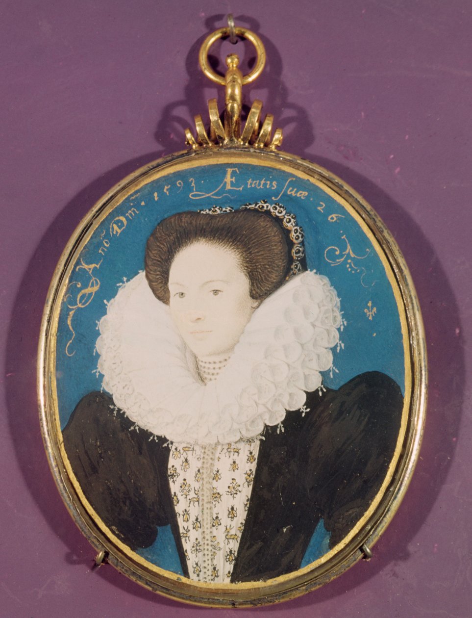 Pani Holland (dama czekająca na Elżbietę I), lat 26, 1593 (akwarela na welinie) autorstwa Nicholas Hilliard