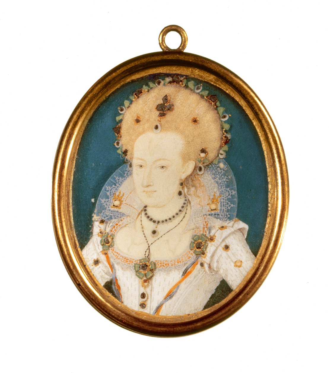 Królowa Anny Danii (akwarela na welinie) autorstwa Nicholas Hilliard