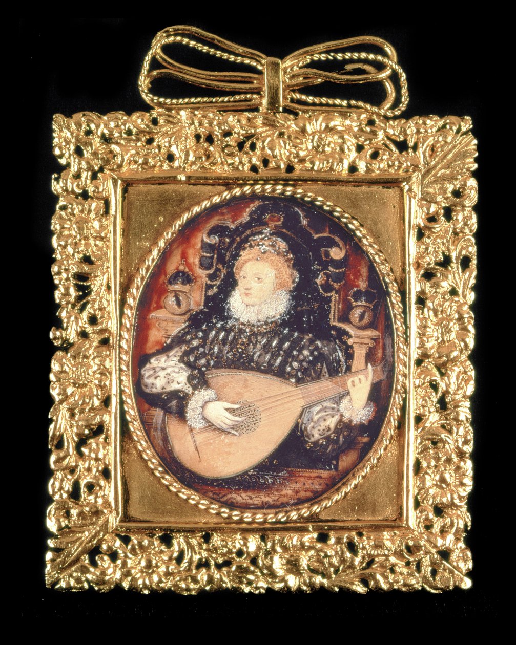 Królowa Elżbieta I grająca na lutni (zob. też 3912) autorstwa Nicholas Hilliard
