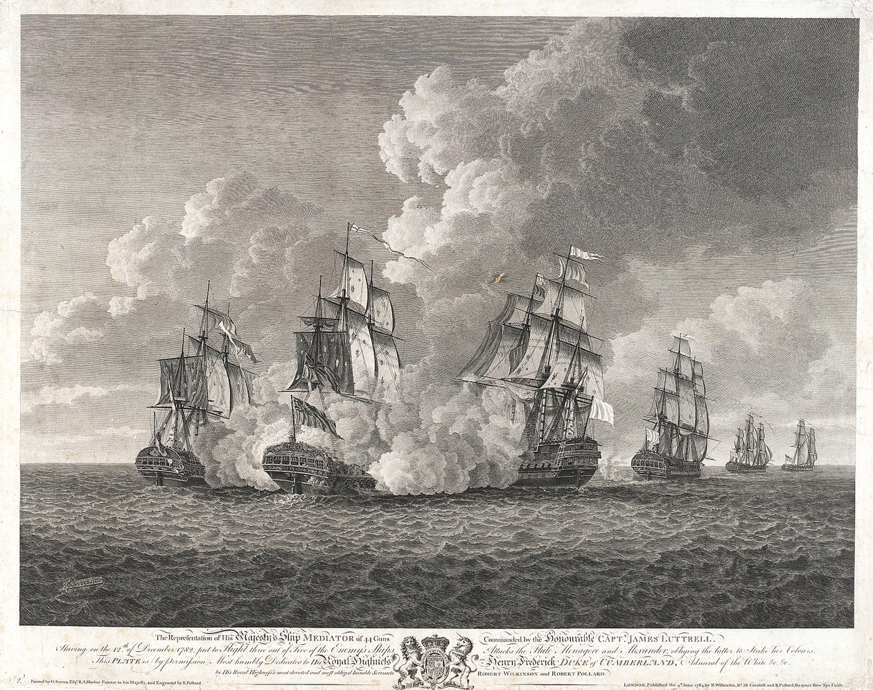 HMS "Mediator" ścigający "Menagere autorstwa Nicholas Pocock