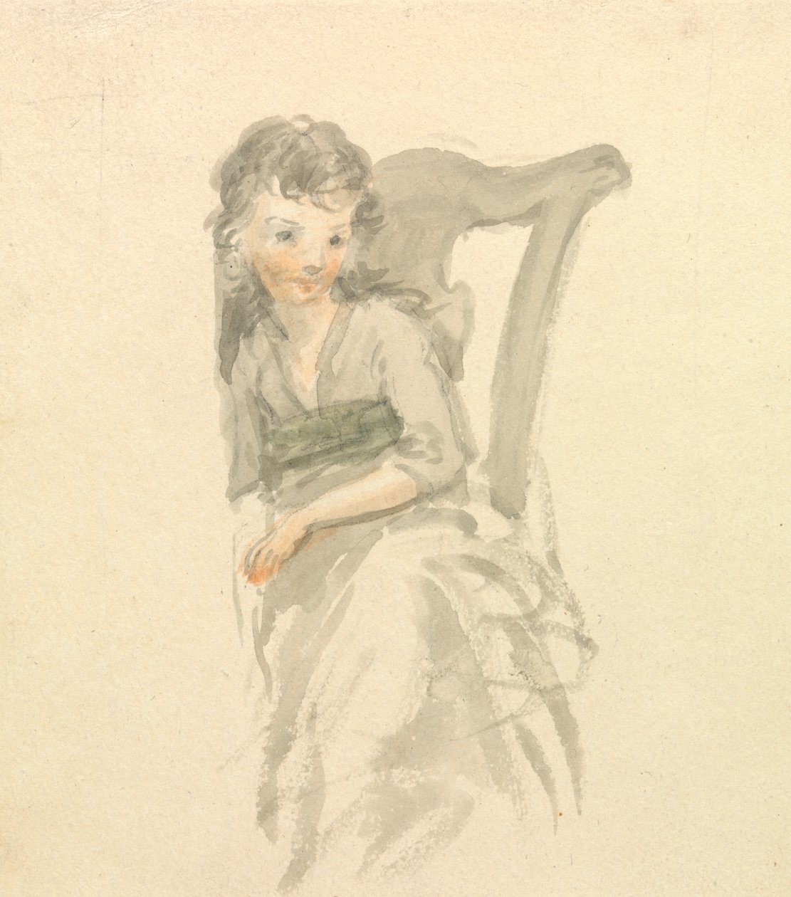 Estudo de uma menina sentada em um polidor de cadeiras autorstwa Nicholas Pocock