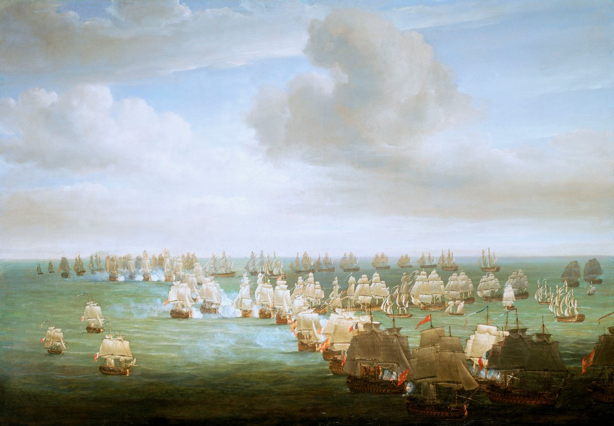 Bitwa pod Trafalgarem, 21 października 1805, początek akcji, ok. 1808 (olej na płótnie) autorstwa Nicholas Pocock