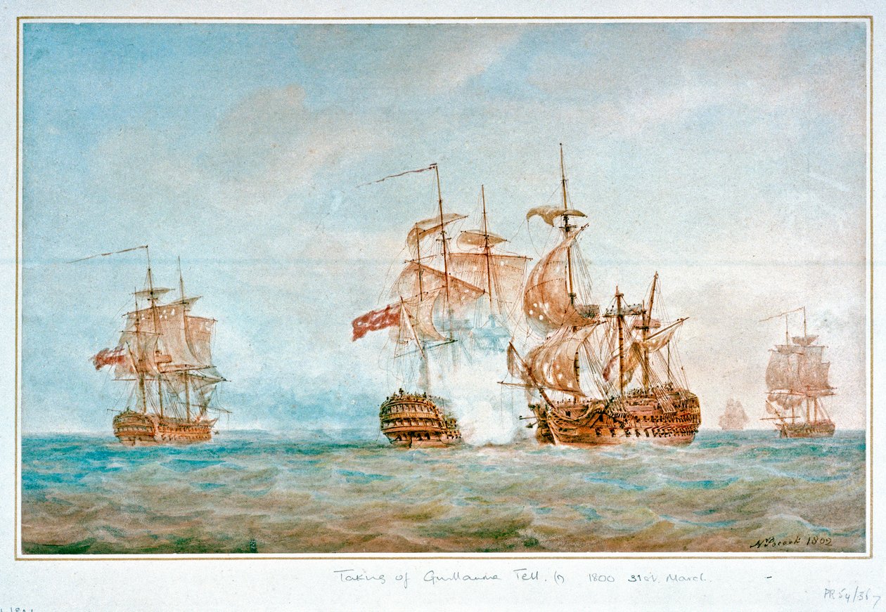 Zdobycie okrętu "Guillaume Tell", 31 marca 1800 r. autorstwa Nicholas Pocock