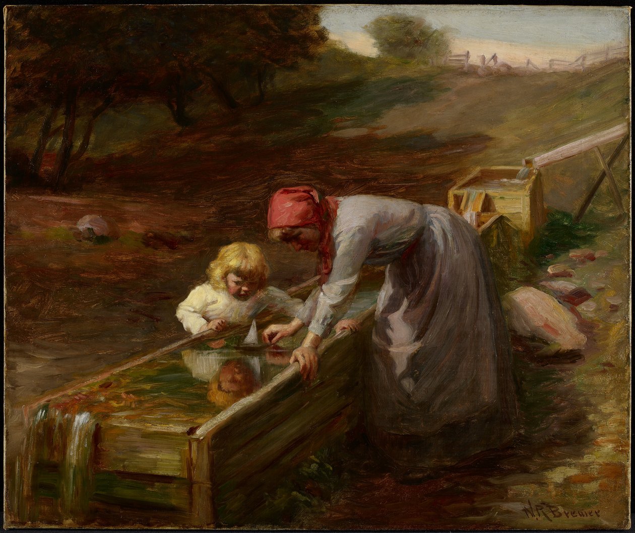 U wiosny, ok. 1895 (olej na płótnie) autorstwa Nicholas Richard Brewer