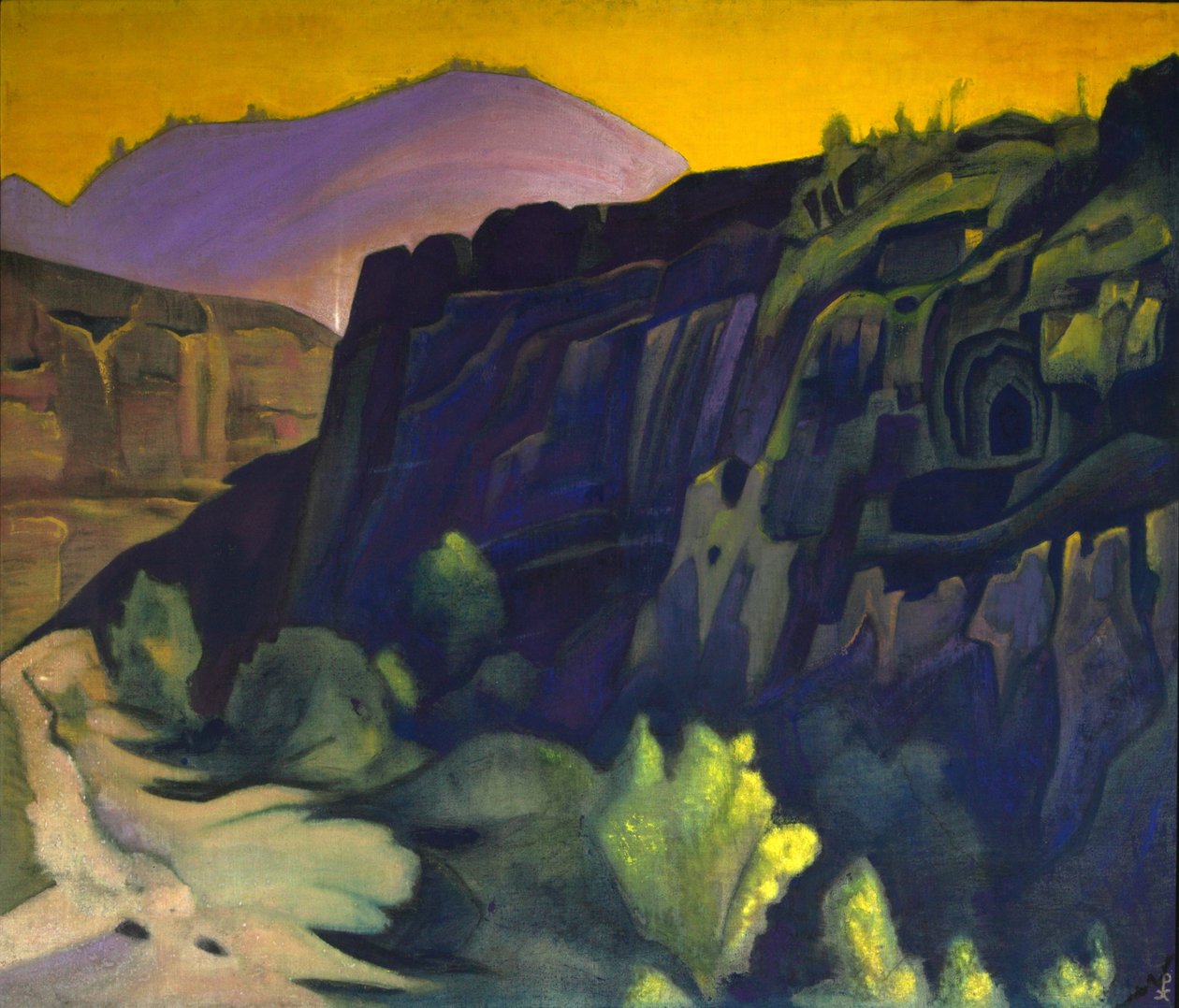 Jaskinie Ajanta”, 1938. autorstwa Nicholas Roerich