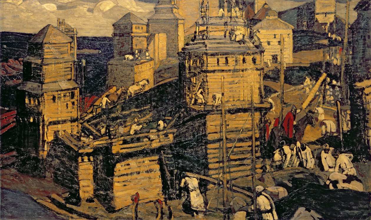 Budowa miasta, 1902 autorstwa Nicholas Roerich