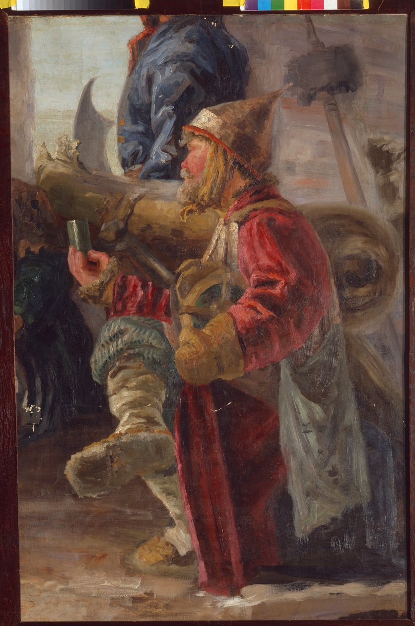 Rosyjski artylerzysta w czasach kłopotów (1598-1613). Obraz Nicolasa (Mikołaja) Roericha (1874-1947), tempera na płótnie autorstwa Nicholas Roerich