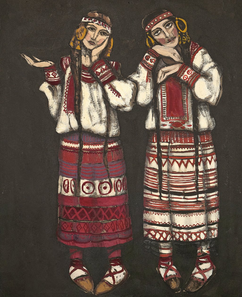 Projekt kostiumu do baletu Święto wiosny Le Sacre du Printemps I. Strawińskiego, 1930 autorstwa Nikolai Konstantinowitsch Roerich