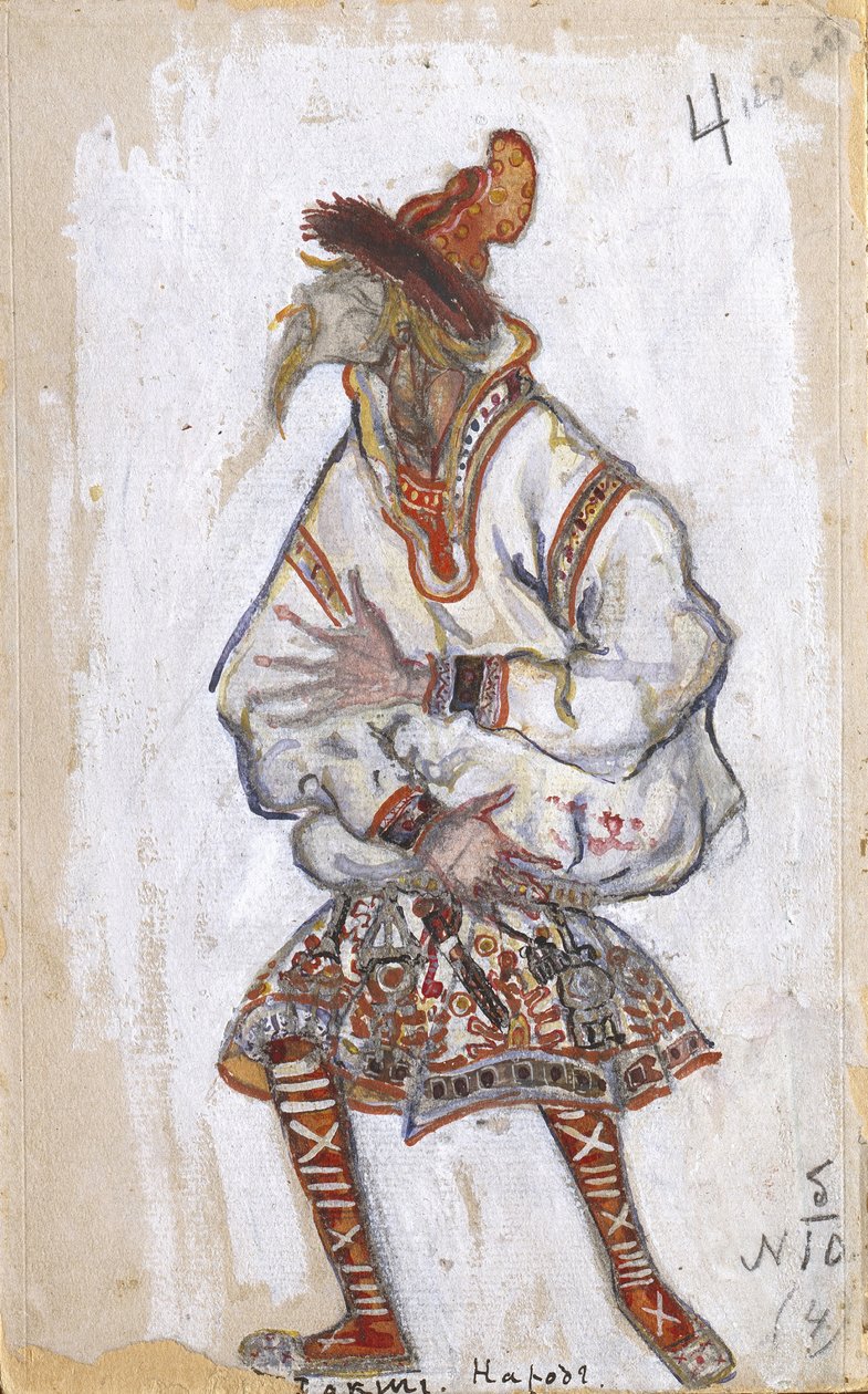 Projekt kostiumu do baletu Święto wiosny Le Sacre du Printemps I. Strawińskiego, 1912 autorstwa Nikolai Konstantinowitsch Roerich