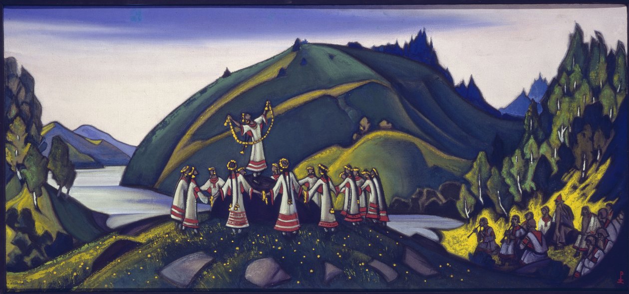 Dekor do baletu „Święto wiosny” Igora Strawińskiego, 1945 autorstwa Nicholas Roerich