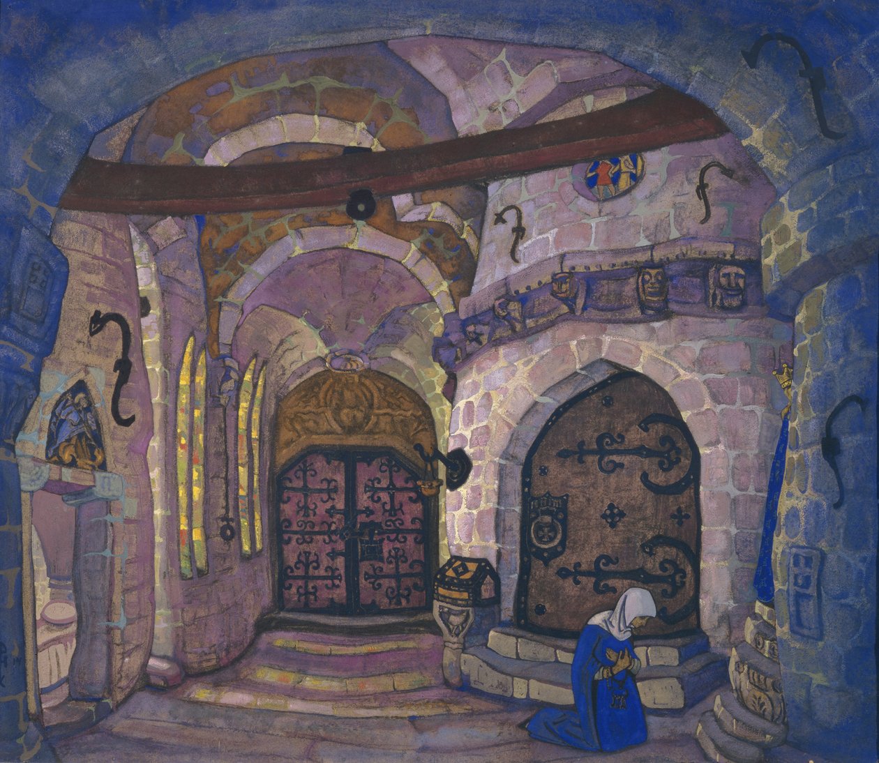W klasztorze. Scenografia do opery Siostra Beatrice A. Davydova, 1914 autorstwa Nikolai Konstantinowitsch Roerich