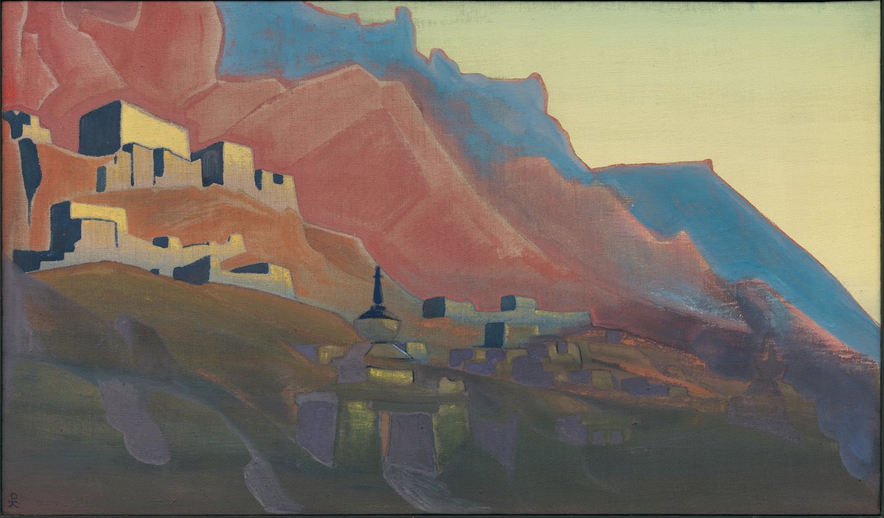 Ladakh, Zachód słońca, cykl "Święte Góry", 1933 autorstwa Nicholas Roerich