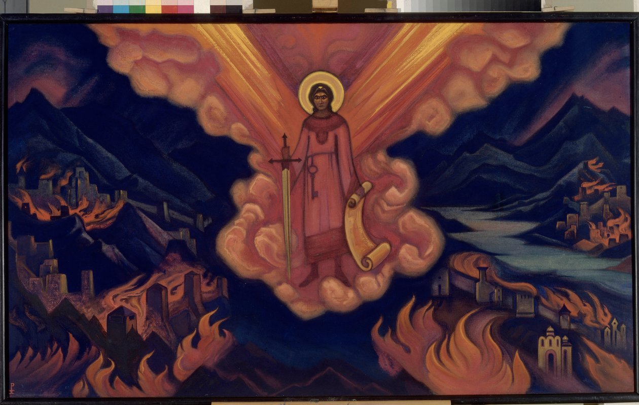 Ostatni anioł. Praca Nicolasa (Mikołaja) Roericha (1874-1947), tempera na tekturze autorstwa Nicholas Roerich