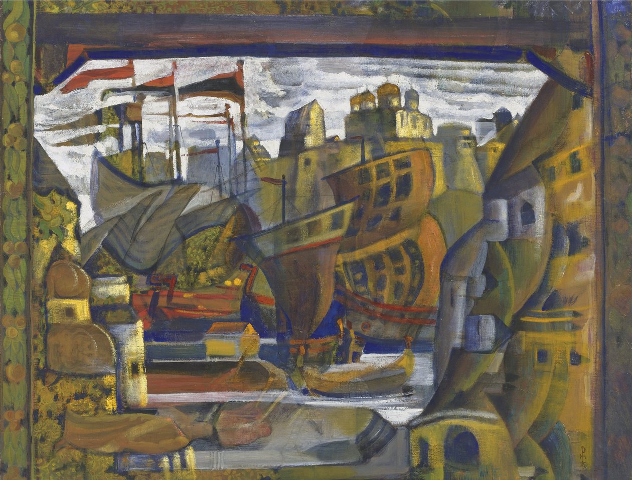 Rynek Nowogrodzki - Rynek Nowogrodzki. Scenografia do opery Sadko N. Rimskiego-Korsakowa autorstwa Roericha, Mikołaja (1874-1947). Tempera na płótnie autorstwa Nicholas Roerich