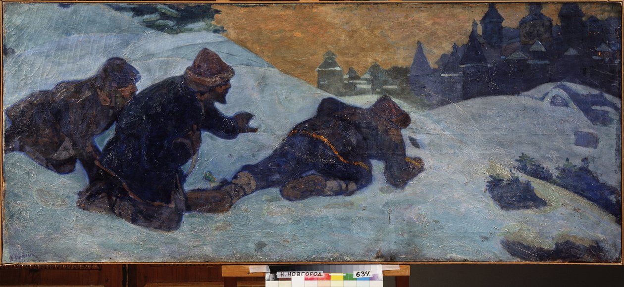 Szpiedzy. Obraz Mikołaja Roericha (1874-1947), tempera na płótnie autorstwa Nicholas Roerich