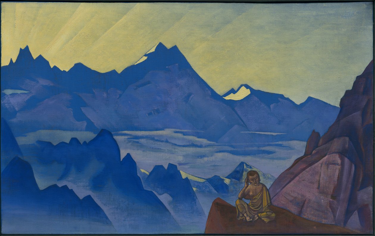 Milarepa, ten, który nasłuchiwał, seria „Sztandary Wschodu”, 1925 autorstwa Nicholas Roerich