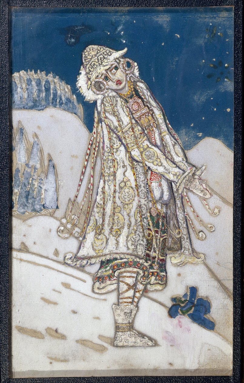 Projekt kostiumu do sztuki La demoiselle des neiges Aleksandra Ostrovskiego (1823-1886). (Projekt kostiumu do sztuki teatralnej Snow Maiden, autorstwa A. Ostrovsky