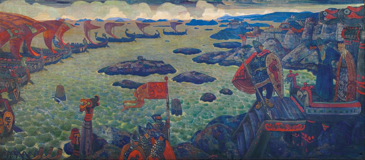 Gotowy do kampanii Morze Waregów, 1910 autorstwa Nikolai Konstantinowitsch Roerich