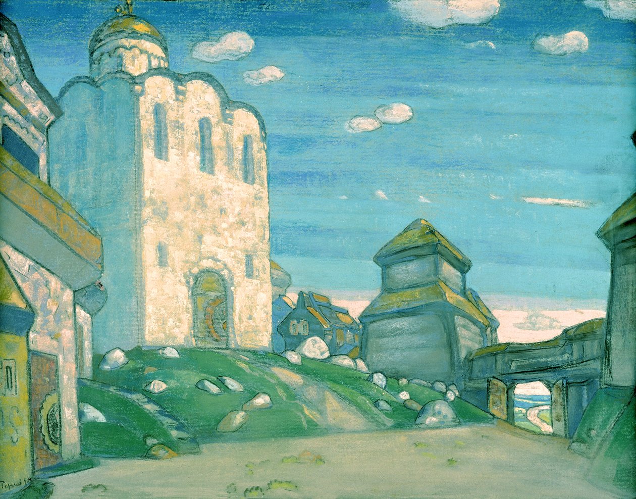 Scenografia do opery Aleksandra Borodina „Książę Igor”, 1908 autorstwa Nicholas Roerich
