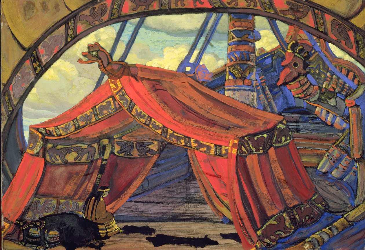 Scenografia do „Tristana i Izoldy” Wagnera, 1912 autorstwa Nicholas Roerich