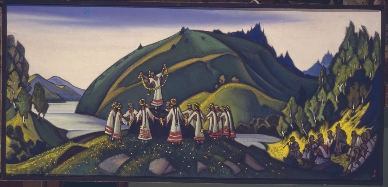 Scenografia do baletu Święto wiosny Le Sacre du Printemps I. Strawińskiego, 1945 autorstwa Nikolai Konstantinowitsch Roerich