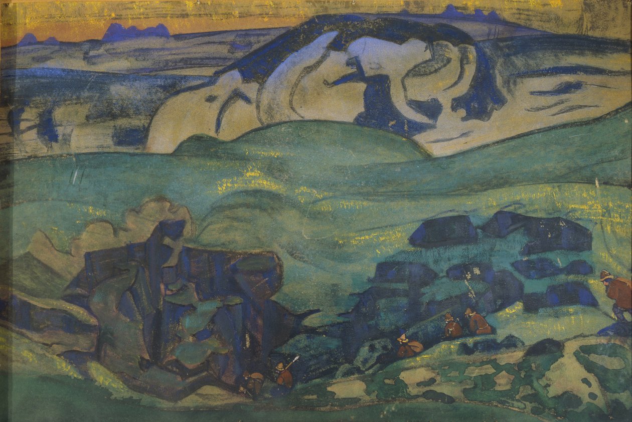 Plemię Tchud zeszło do podziemia, 1913 autorstwa Nikolai Konstantinowitsch Roerich