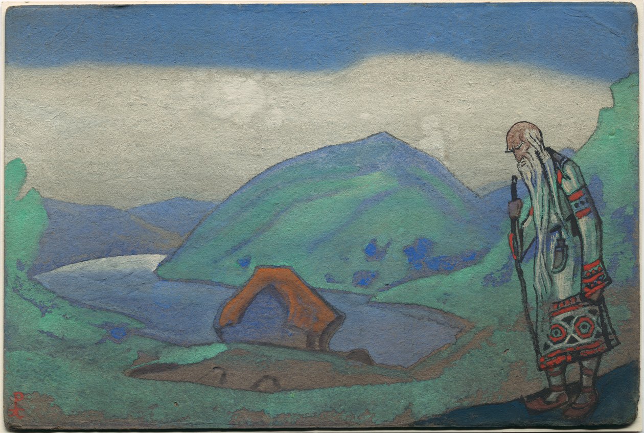 Mędrzec, scenografia i kostiumy do baletu Strawińskiego „Le Sacre du Printemps”, 1944 autorstwa Nicholas Roerich