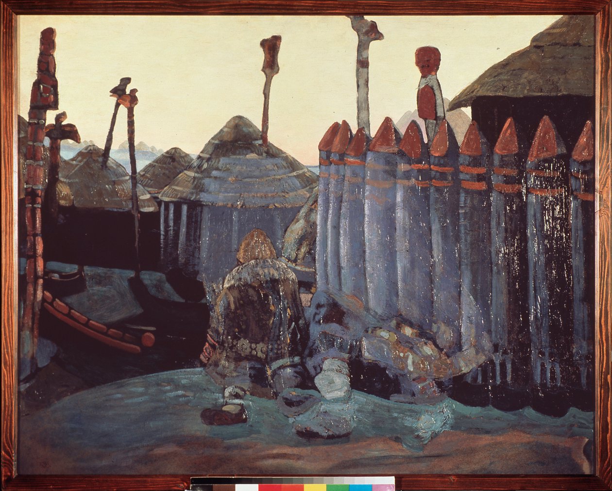 Kopiec pogański. (Średniowiecze, Ukraina). Praca Nicolasa (Mikołaja) Roericha (1874-1947), tempera na tekturze autorstwa Nicholas Roerich