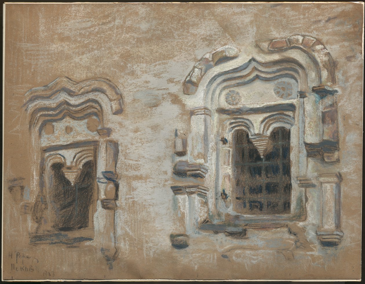 Okna siedemnastowiecznego domu, Psków, z "Studiów z podróży po starych rosyjskich miastach", 1903 autorstwa Nicholas Roerich