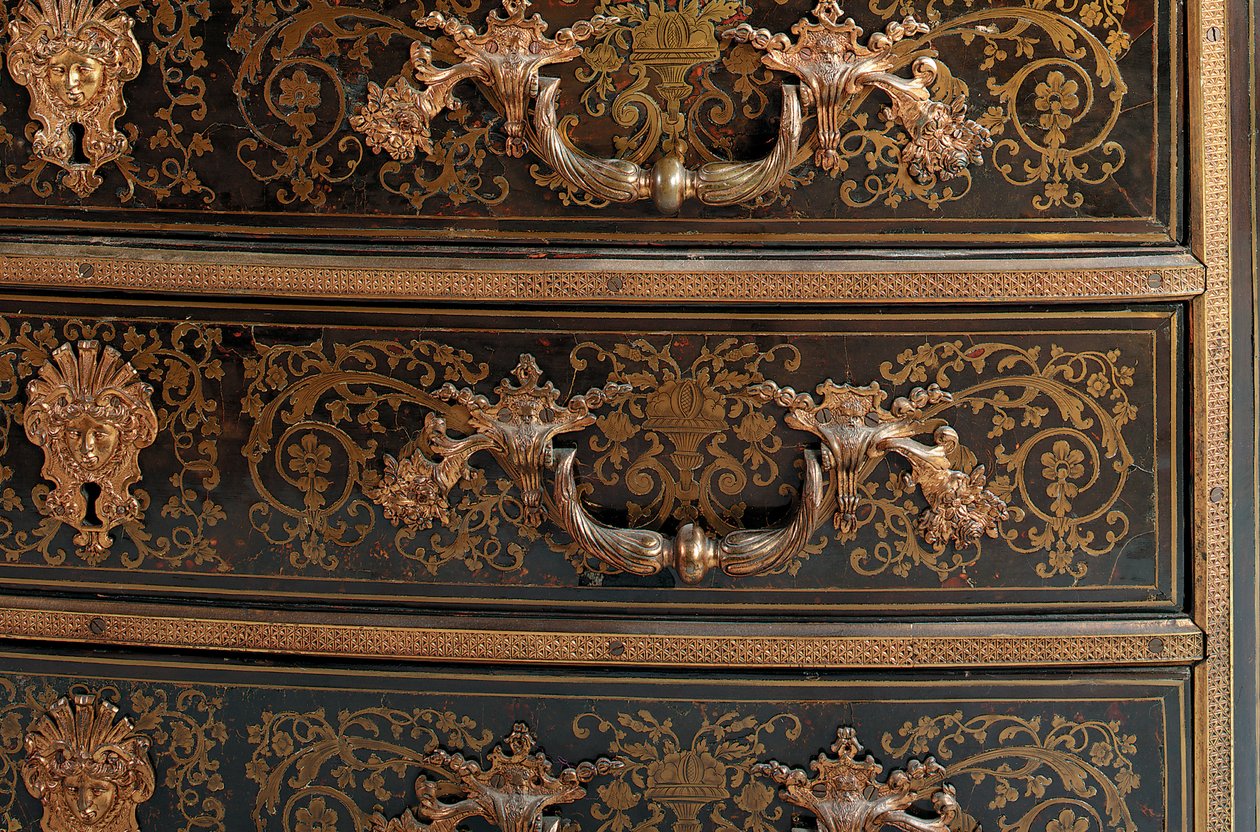 Detal komody Ludwika XIV (ormolu, mosiądz, szylkret i hebanowy boulle) (patrz także 486114-19) autorstwa Nicholas Sageot