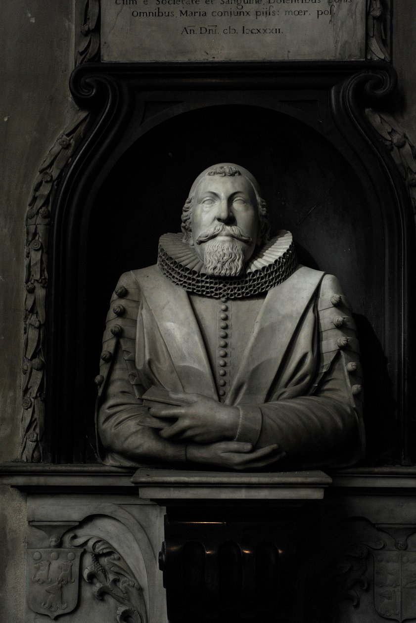 Pomnik Hugo Barkera, 1632 (marmur) autorstwa Nicholas Stone