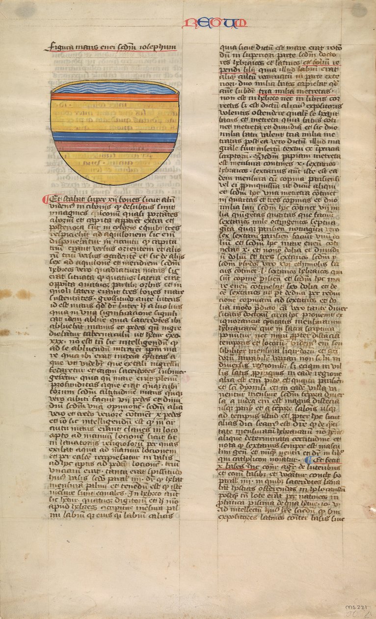 Morze Miedziane, jedna z sześciu ilustrowanych kart z Postilla Litteralis..., ca. 1360-1380. autorstwa Nicholas of Lyra