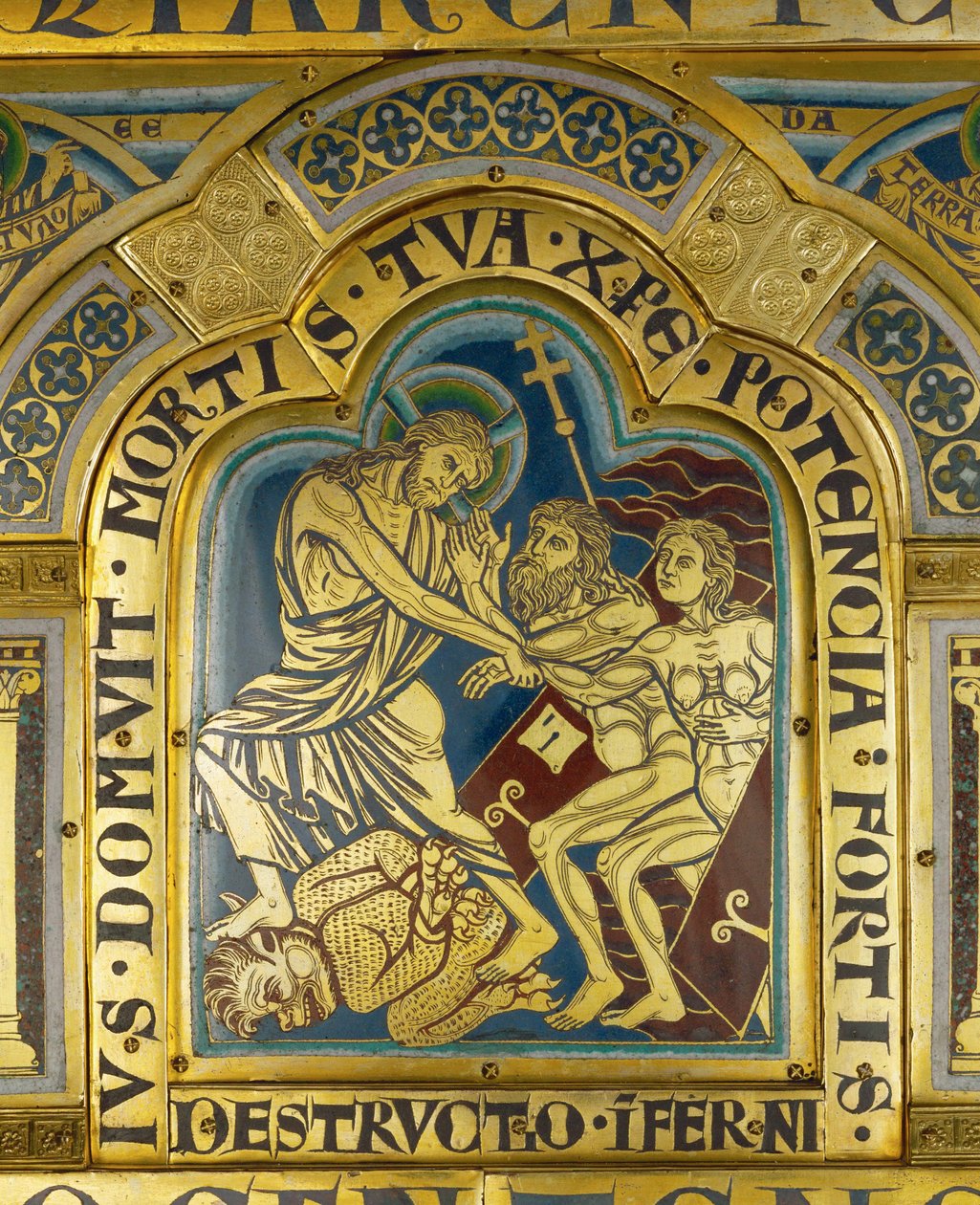 Zstąpienie Chrystusa do piekieł z ołtarza w Verdun ... autorstwa Nicholas of Verdun